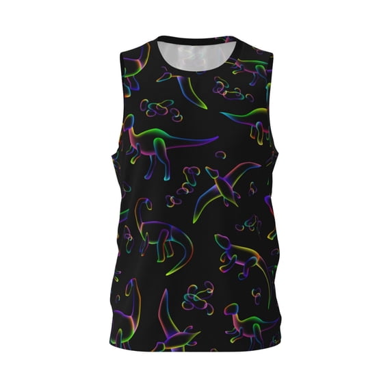 Rocae Dinosaur for Men's Basketball Jersey Lightweight and Breathable Athletic Tank Top,Quick-Drying Sports Jersey XX-Large