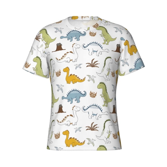 Rocae Dinosaur for Men's Moisture-Wicking Crew Tee - T-Shirt for Sports, Outdoor Activities, and Casual Wear3X-Large