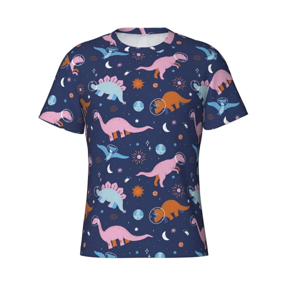 Rocae Dinosaur for Men's Moisture-Wicking Crew Tee - T-Shirt for Sports, Outdoor Activities, and Casual Wear3X-Large
