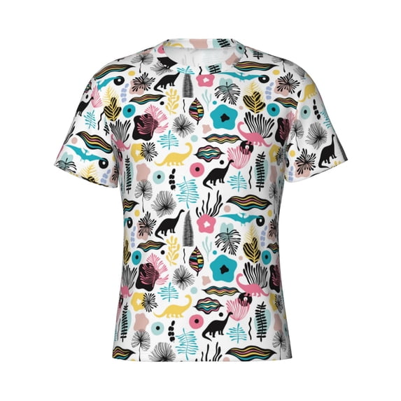 Rocae Dinosaur for Men's Moisture-Wicking Crew Tee - T-Shirt for Sports, Outdoor Activities, and Casual Wear