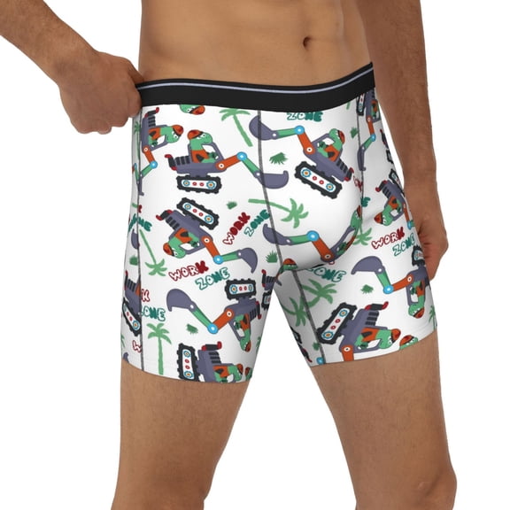 Rocae Dinosaur on Excavator2 for Stretch Moisture-Wicking Underwear,Men's Underwear Boxer Briefs Small