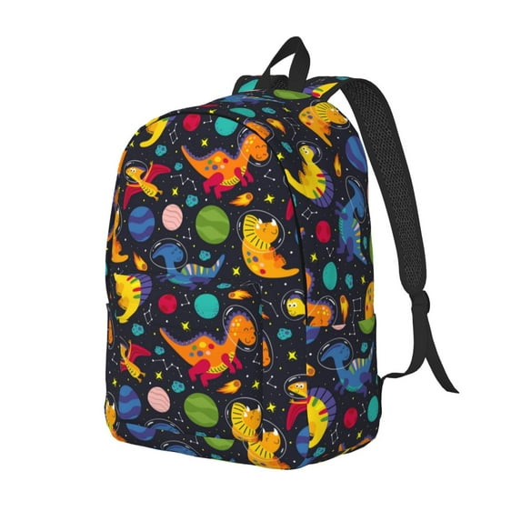 Rocae Dinosaurs in Space for Canvas College Laptop Backpack for Men Women-Small