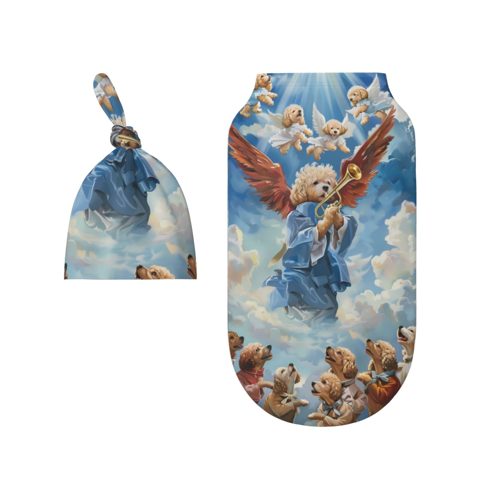 Rocae Dog Angel Ascension for Baby Swaddle Blanket with Hats Set for