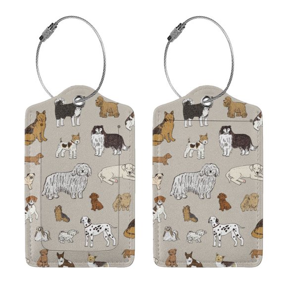Rocae Dog Animal for Leather Luggage Baggage Tags ID Label Privacy Cover ID Label with Stainless Steel Loop and Address Card
