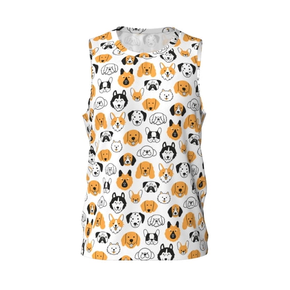 Rocae Dog Faces for Men's Basketball Jersey Lightweight and Breathable Athletic Tank Top,Quick-Drying Sports Jersey X-Large