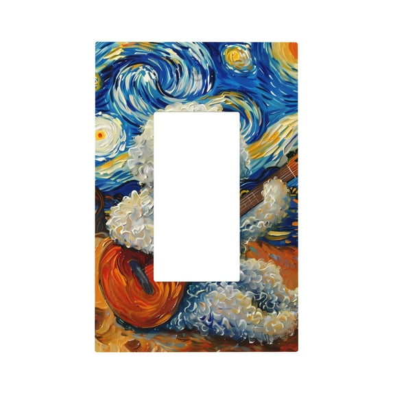 Rocae Dog Guitar Starry Night for Decorator Light Switch or Receptacle Outlet Wall Plate,Polycarbonate Thermoplastic-Style U