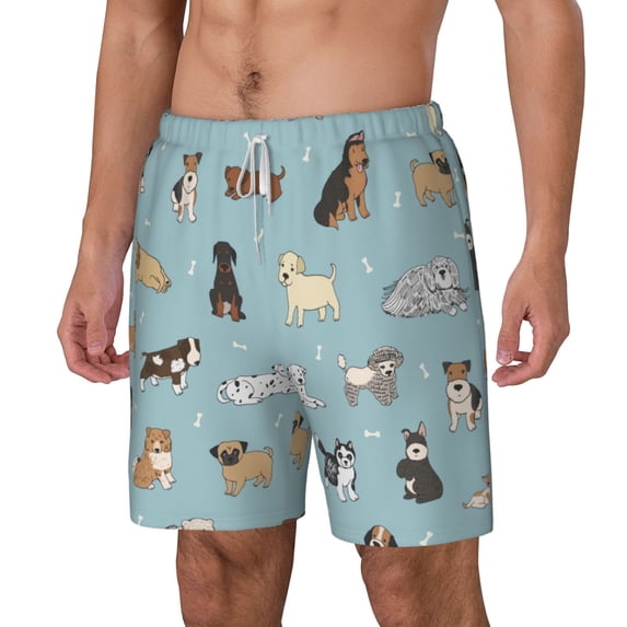 Rocae Dog Pets for Men's Swim Trunks Quick Dry With Two Side Pockets and One Lined Patch PocketMedium