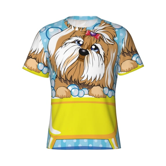 Rocae Dog Takes a Bath in the Bathtub for Men's Moisture-Wicking Crew Tee - T-Shirt for Sports, Outdoor Activities, and Casual WearXX-Large