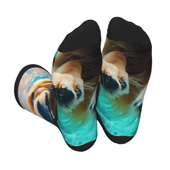 Rocae Dog Underwater Adventure for Adult Socks Casual Athletic Stretchy Loose Socks for Women Men Non-Slip Middle Tube Socks