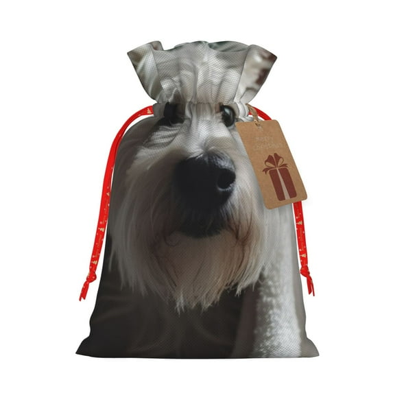 Rocae Dog Wrapped in Towel 1 for Christmas Drawstring Linen Gift Bag with Drawstrings Treat Bag Goody Present Bags for Christmas Party Favor-Small