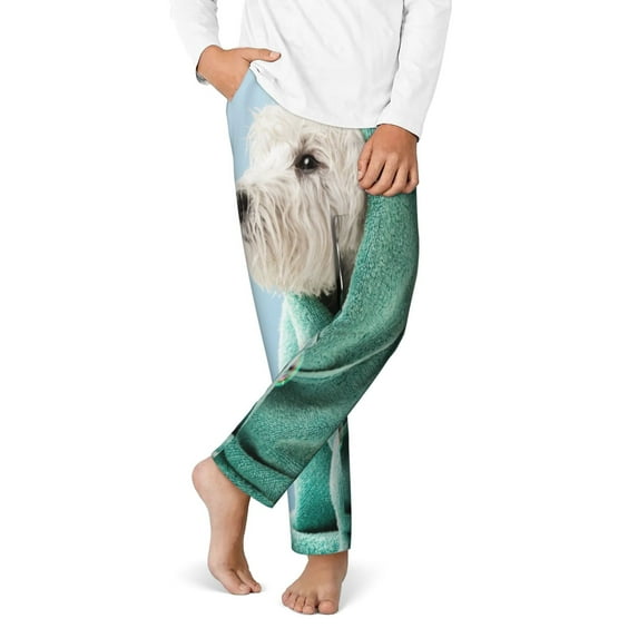 Rocae Dog Wrapped in Towel for Teenagers' Pajama Pants,Girls lounge pants,Perfect for Home, School, or Travel-XS(5-6)
