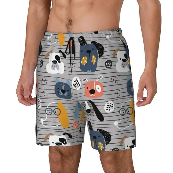 Rocae Dog for Men's Swim Trunks Quick Dry With Two Side Pockets and One Lined Patch Pocket3X-Large