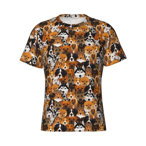 Rocae Dogs Different Breeds for Men's Moisture-Wicking Crew Tee - T-Shirt for Sports, Outdoor Activities, and Casual WearSmall