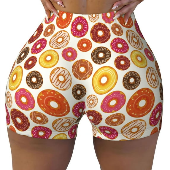 Rocae Donut for Women's Quick-Dry Running Shorts,Ladies Active Athletic Apparel Yoga Workout Gym Running Volleyball Spandex Shorts Medium