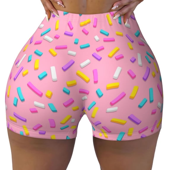 Rocae Donut for Women's Quick-Dry Running Shorts,Ladies Active Athletic Apparel Yoga Workout Gym Running Volleyball Spandex Shorts
