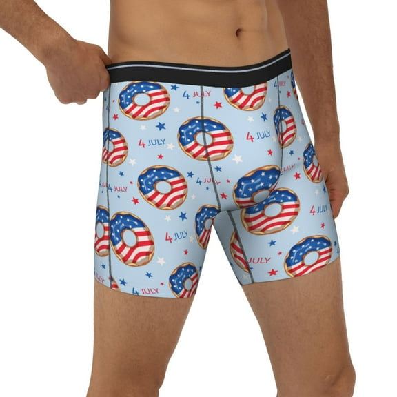 Rocae Donut with the USA Fag for Stretch Moisture-Wicking Underwear,Men's Underwear Boxer Briefs Small