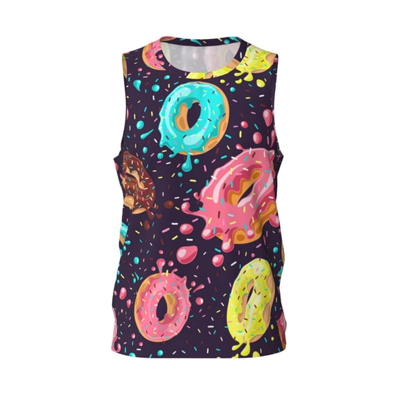Rocae Donuts1 for Men's Basketball Jersey Lightweight and Breathable Athletic Tank Top,Quick-Drying Sports Jersey XX-Large