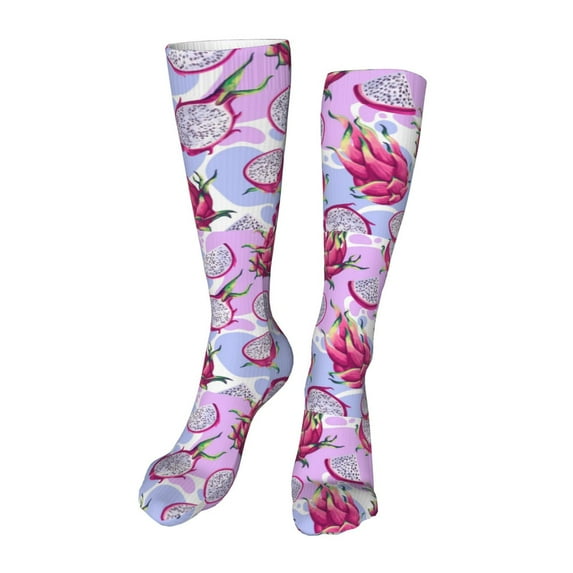 Rocae Dragon Fruit Novelty Casual compression Socks For Women Men Contrast Color Stockings