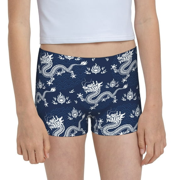 Rocae Dragon for Girls' Cotton Boxer Briefs, Soft Mid-rise Panties-Small