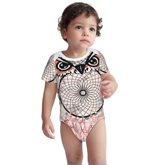 Rocae Dreamcatcher With Owl for Baby Cotton Short-Sleeve Bodysuits for Unisex Onesies Bodysuit-12 Months