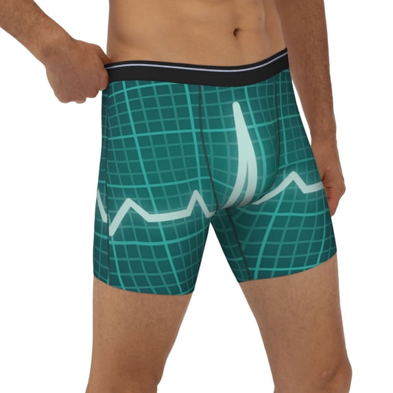 Rocae ECG Wave for Stretch Moisture-Wicking Underwear,Men's Underwear Boxer Briefs Small