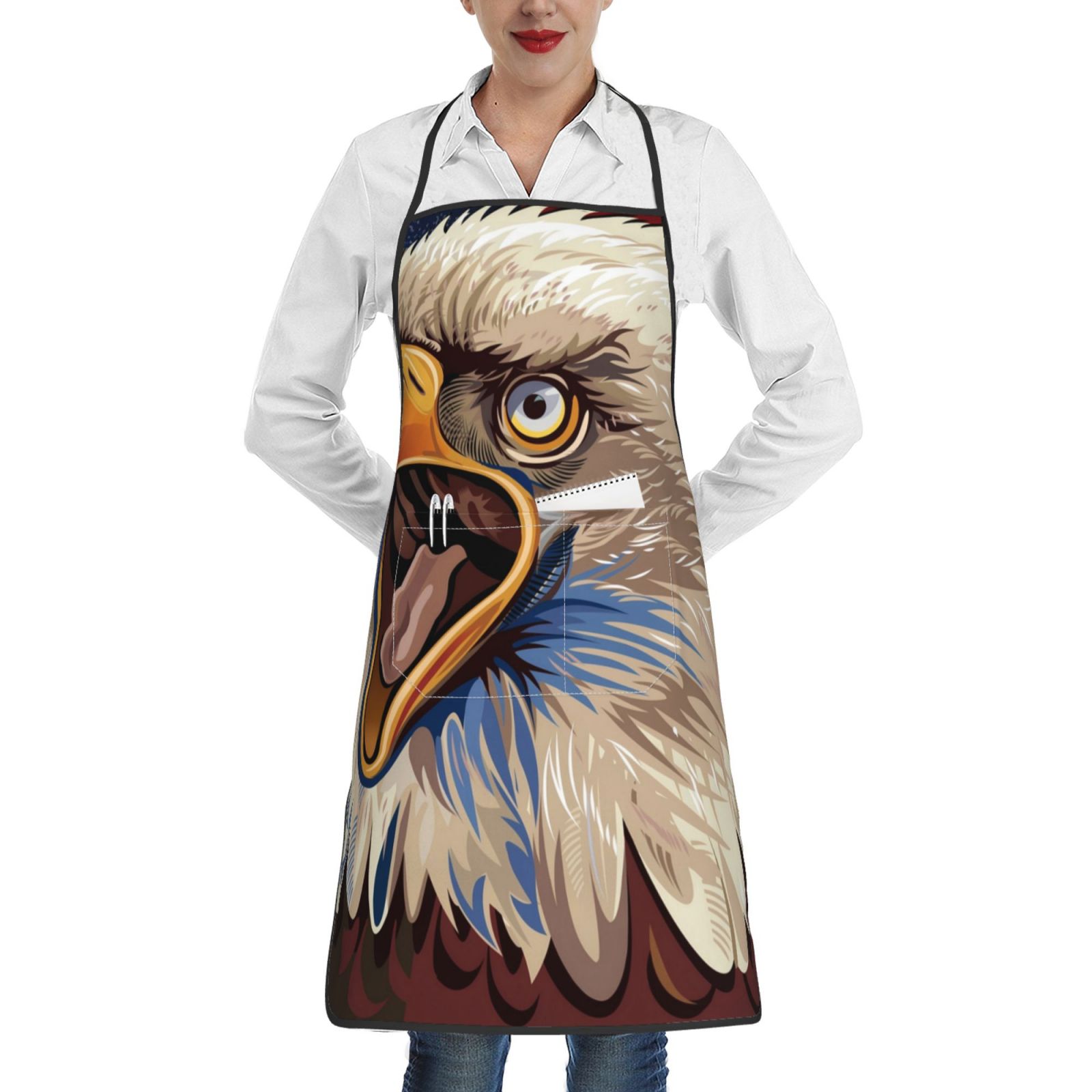Rocae Eagle With USA Flags for Kitchen Aprons for Women Adjustable ...