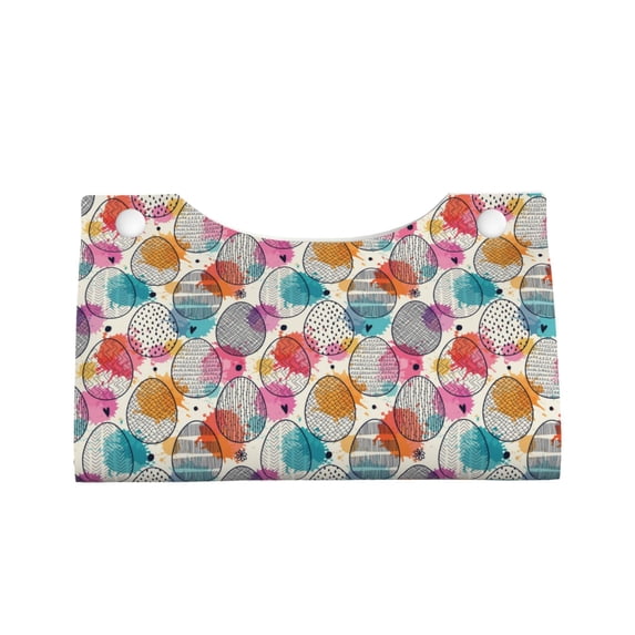 Rocae Easter Egg Print Long Tissue Box Lid Durable Leather Tissue Box Lid Can Be Used as Modern Home Decoration