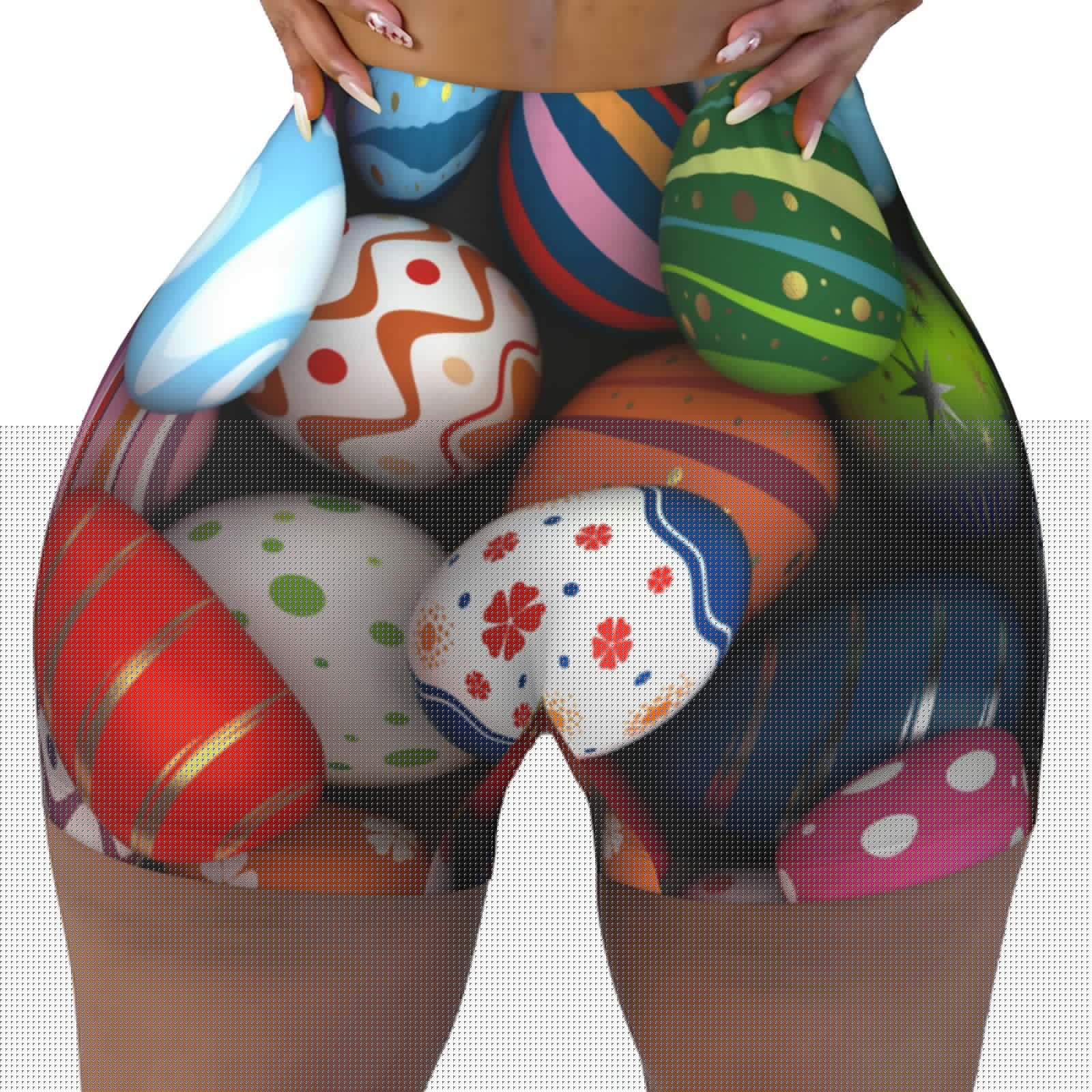 Rocae Easter Egg for Women's Quick-Dry Running Shorts,Ladies Active Athletic Apparel Yoga Workout Gym Running Volleyball Spandex Shorts