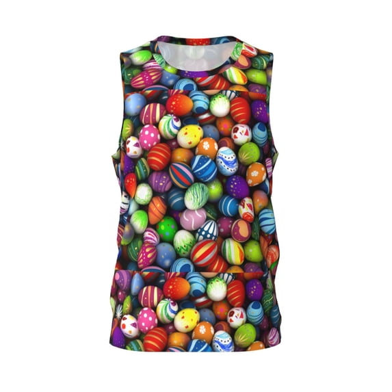 Rocae Easter Eggs2 for Men's Basketball Jersey Lightweight and Breathable Athletic Tank Top,Quick-Drying Sports Jersey 3X-Large