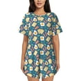 thumbnail image 1 of Rocae Eggs Toast Bacon And Arugula for Two Piece Sleepwear Pajamas Sets for Women Soft Short-Sleeved Pjs with Lounge Shorts -X-Large, 1 of 6