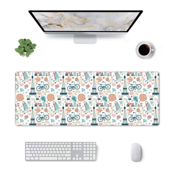 Rocae Eiffel Tower for Gaming Mouse Pad, Mouse Pad Large, Office Computer Keyboard Mousepad, Keyboard and Mouse Pad with Stitched Edges,31.5 x 11.8 in