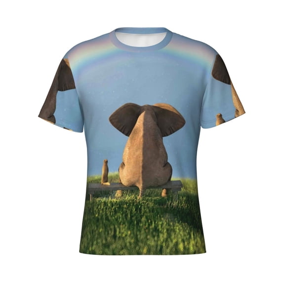 Rocae Elephant Dog for Men's Moisture-Wicking Crew Tee - T-Shirt for Sports, Outdoor Activities, and Casual WearX-Large