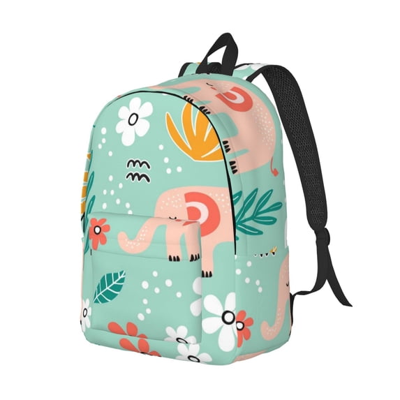 Rocae Elephant and Flowers for Durable Canvas Backpack Leisure Large Bag Travel Rucksack Multi-function Backpack Medium