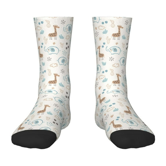 Rocae Elephants And Giraffes for Girls Boys Crew Socks,Children's Socks, Kids Socks, Toddler Socks: Daily Wear with Kids School Uniform