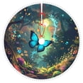 thumbnail image 1 of Rocae Enchanted Forest Butterfly A for Christmas Tree Skirt with Pom Pom Trim for Holiday Party for Holiday Home Decor Indoor Outdoor-36", 1 of 7