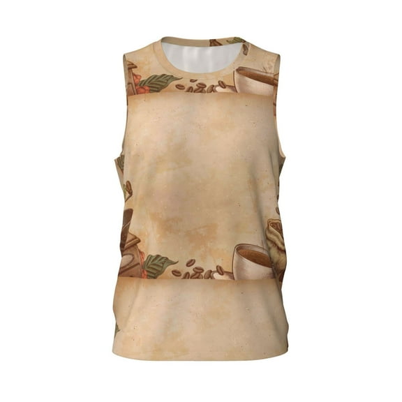 Rocae Engraved Coffee On Kraft Paper for Men's Basketball Jersey Lightweight and Breathable Athletic Tank Top,Quick-Drying Sports Jersey Small