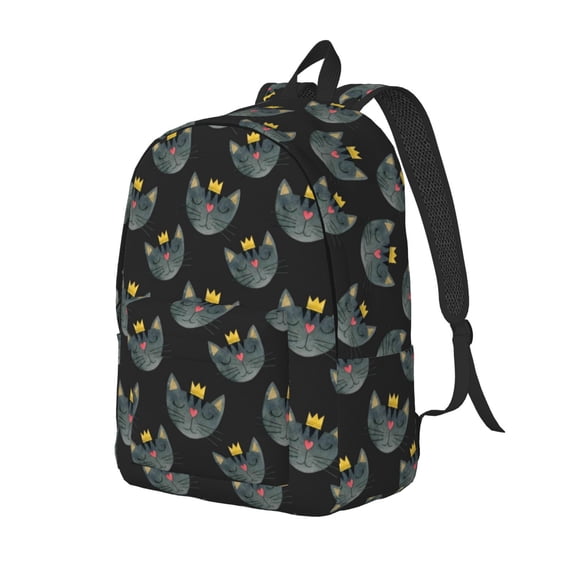 Rocae Faces Of The Cat for Canvas College Laptop Backpack for Men Women-Medium