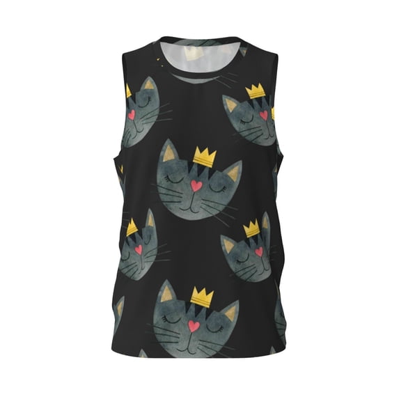 Rocae Faces Of The Cat for Men's Basketball Jersey Lightweight and Breathable Athletic Tank Top,Quick-Drying Sports Jersey Small
