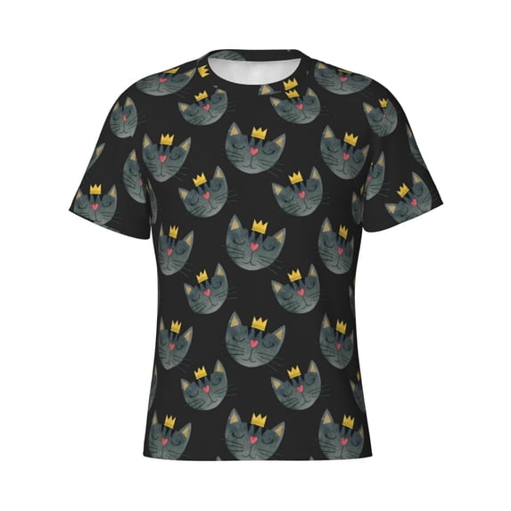 Rocae Faces Of The Cat for Men's Moisture-Wicking Crew Tee - T-Shirt for Sports, Outdoor Activities, and Casual WearLarge