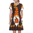 thumbnail image 1 of Rocae Fall Gnomes for Dresses Summer Casual Ruffle Short Sleeve Cute Crew Neck Flowy Dress with Pockets, 1 of 6