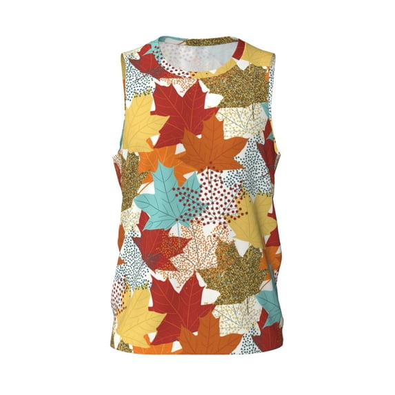 Rocae Fall Maple Leaves for Men's Basketball Jersey Lightweight and Breathable Athletic Tank Top,Quick-Drying Sports Jersey Large
