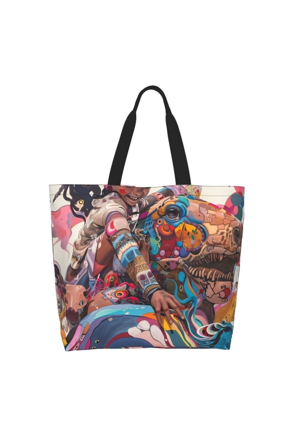 Fantasy Colorful Beast for Big Capacity Shoulder Bag with Pockets,Tote Bag for Women Handbag