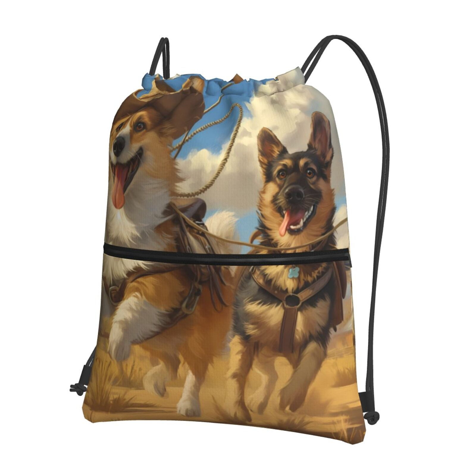 Rocae Farm Corgi German Shepherd for Drawstring zipper Backpack Gym ...