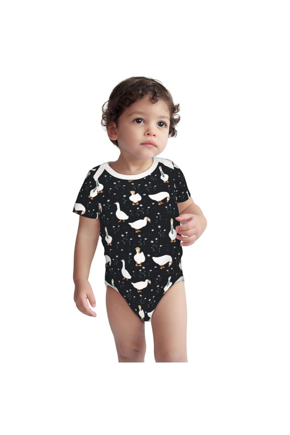 Fashionable Goose for Baby Cotton Short-Sleeve Bodysuits for Unisex Onesies Bodysuit-6 Months