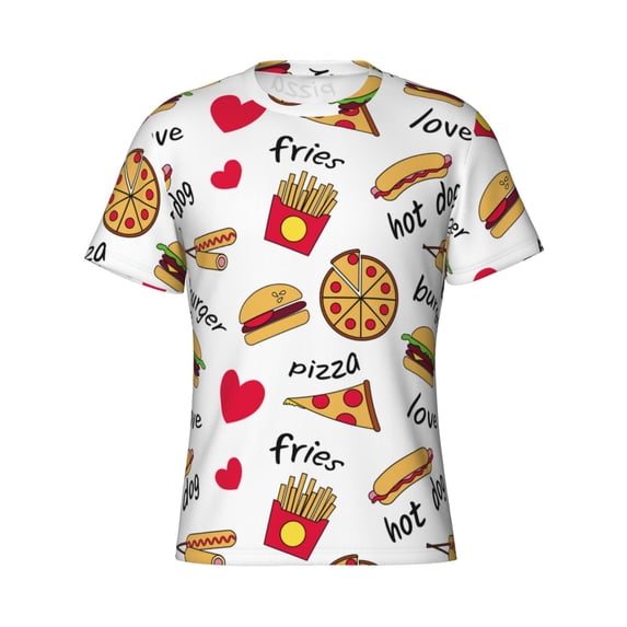 Rocae Fast Food for Men's Moisture-Wicking Crew Tee - T-Shirt for Sports, Outdoor Activities, and Casual Wear3X-Large