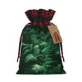 thumbnail image 1 of Rocae Ferns Leave Green Foliage Print Christmas Drawstring Linen Gift Bag with Drawstrings Treat Bag Goody Present Bags for Christmas Party Favor, 1 of 8