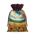 thumbnail image 1 of Rocae Field Style Bicycle Young Sunflower Print Christmas Drawstring Linen Gift Bag with Drawstrings Treat Bag Goody Present Bags for Christmas Party Favor, 1 of 8