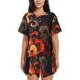 thumbnail image 1 of Rocae Fiery Floral Pattern for Two Piece Sleepwear Pajamas Sets for Women Soft Short-Sleeved Pjs with Lounge Shorts -Large, 1 of 6