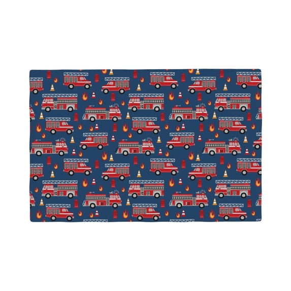 Rocae Fire Truck 1 Printed Heat Resistant Place Mats,Classic Hemstitch Cloth Fabric Placemats Imitation Linen Place Mat Table Mats 18x12 inch