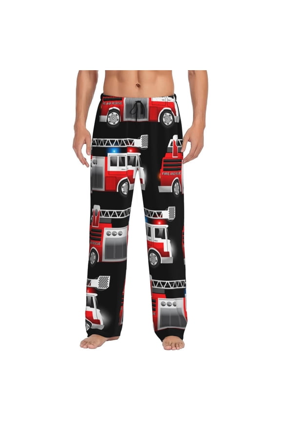 Fire and Rescue Truck Mens Pajama Pants Pj Pants Mens Lounge Pants-Large